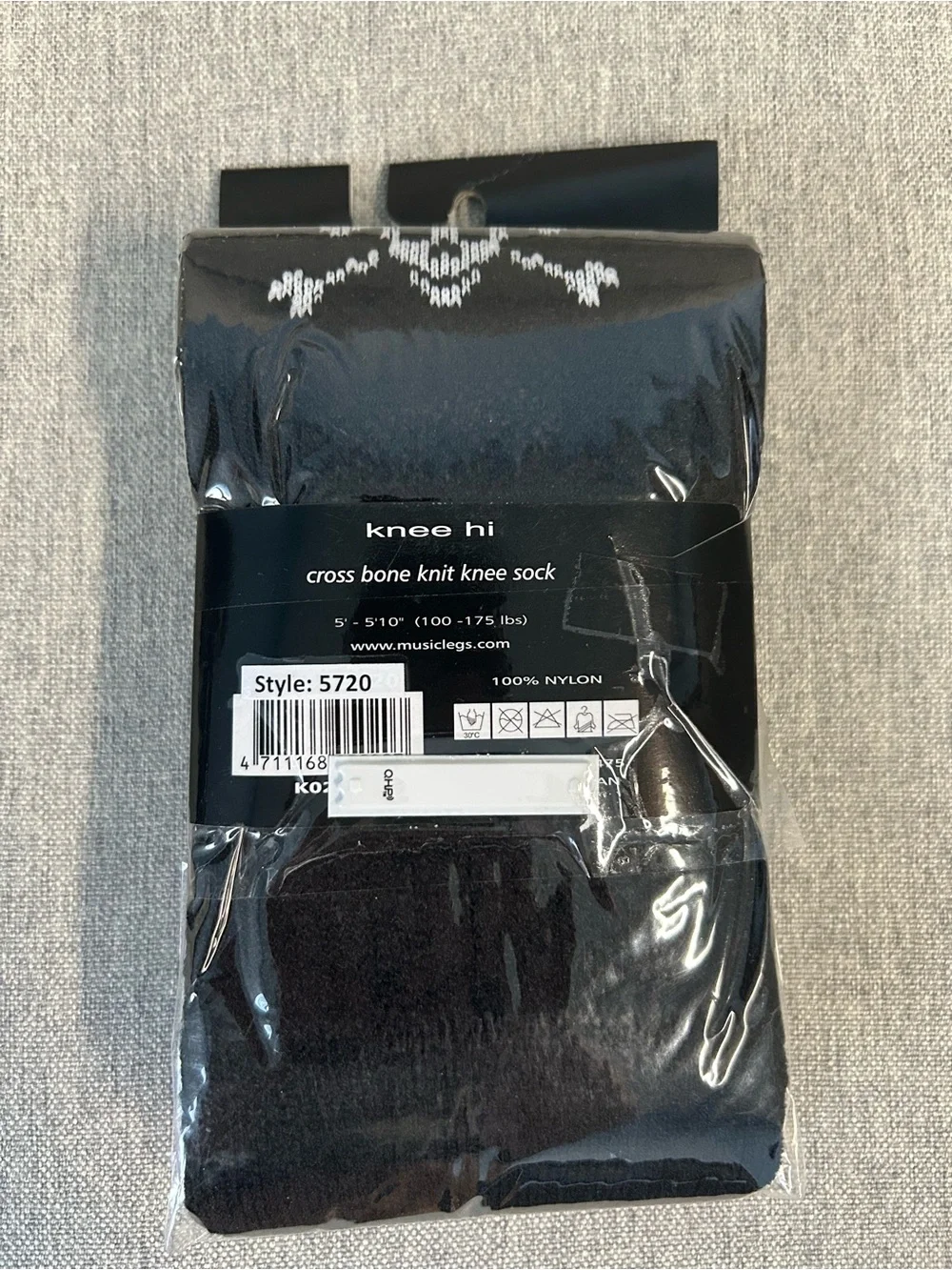 Music Legs Black Knee-High Socks with  Skull Accents